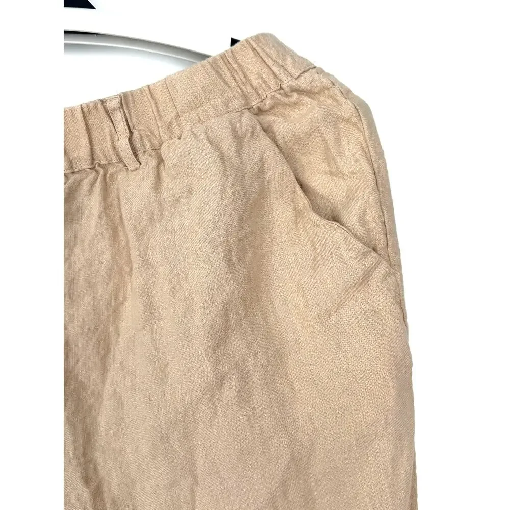 Quince M Women's 100% European Linen Tapered Ankle Pants Flax 24